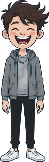 Cartoon ESA cast kid smiling